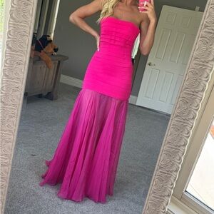 Sherri Hill Vibrant Pink Strapless Gown